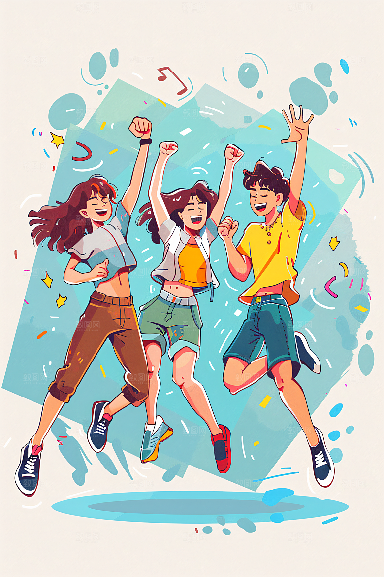 青年人物年轻人手绘插画
