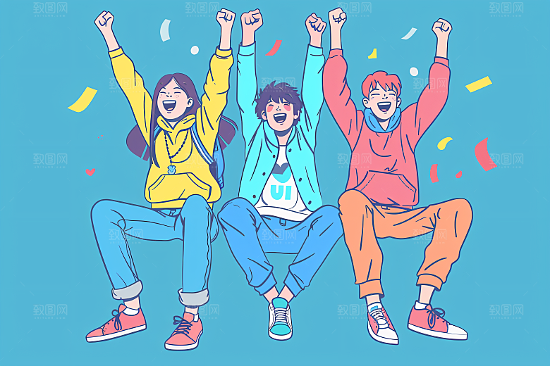 青年人物年轻人手绘插画