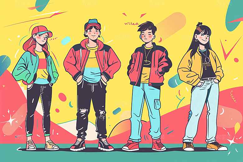 青年人物年轻人卡通插画