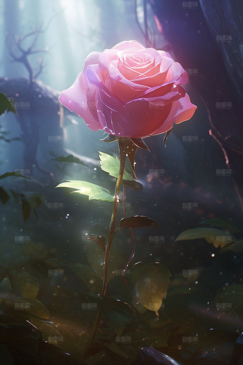 情人节玫瑰光泽3D素材