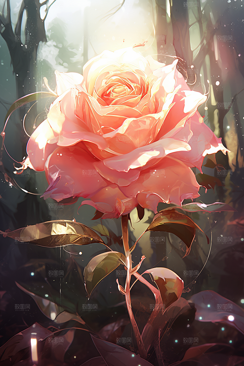 情人节玫瑰梦幻红色素材