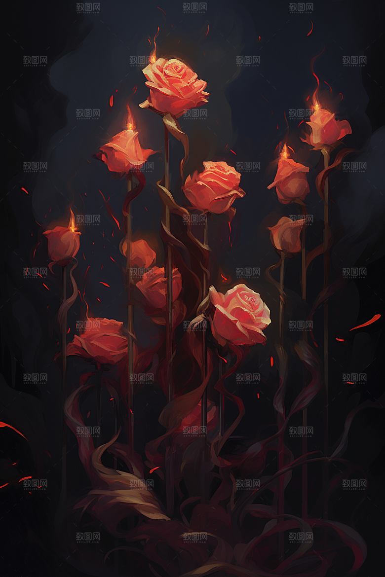 情人节玫瑰立体光泽素材