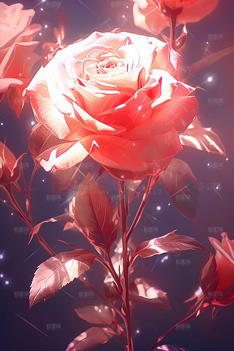 情人节玫瑰3D质感素材