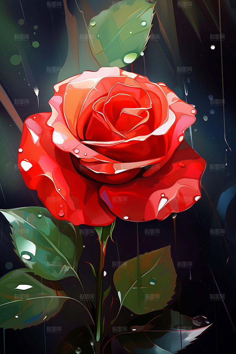 情人节玫瑰光泽3D素材