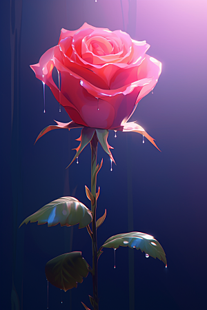 情人节玫瑰红色立体素材