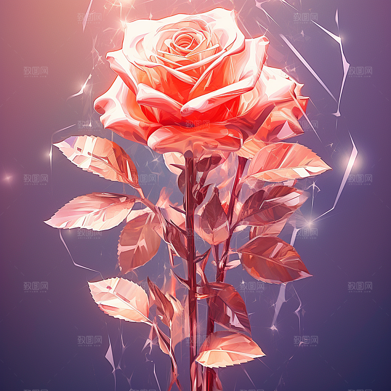 情人节玫瑰立体红色素材