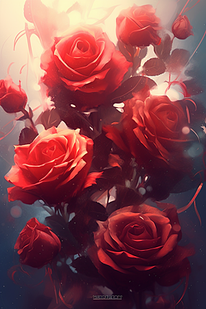 情人节玫瑰质感红色素材