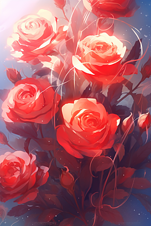 情人节玫瑰质感唯美素材