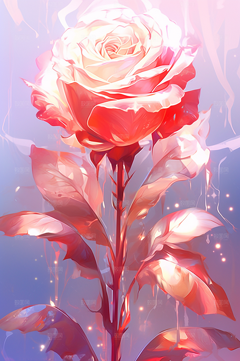 情人节玫瑰红色梦幻素材