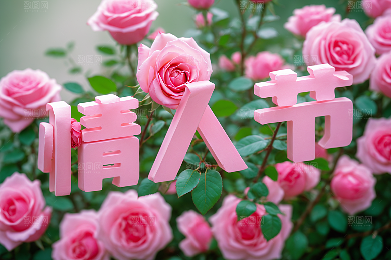 情人节词汇浪漫立体艺术字