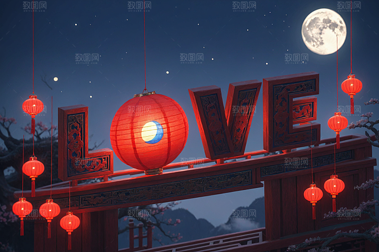 情人节词汇3D爱情艺术字