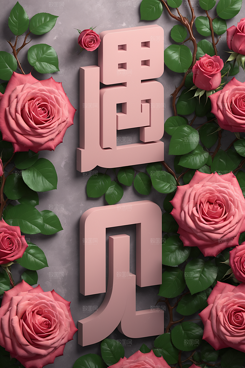 情人节词汇爱情3D艺术字