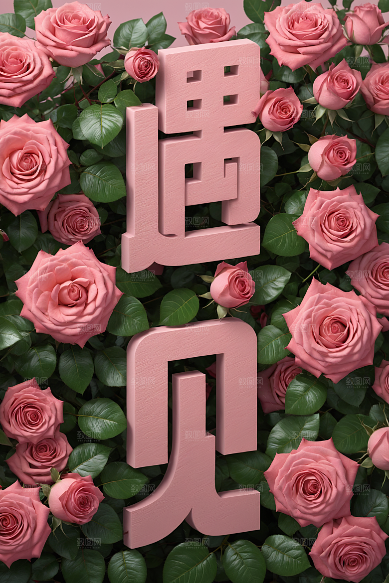 情人节词汇浪漫3D艺术字