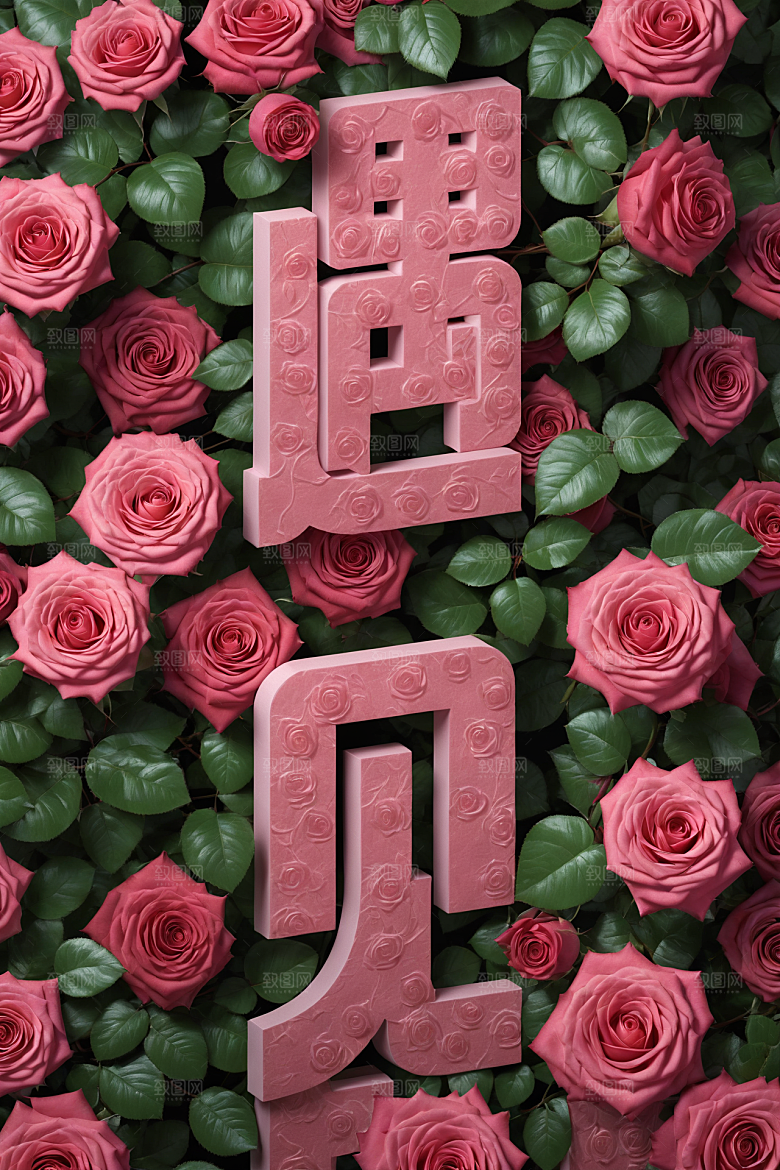 情人节词汇立体唯美艺术字