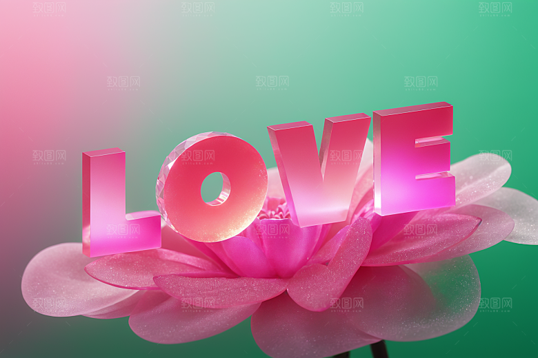 情人节词汇立体爱情艺术字