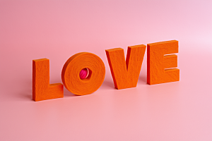 情人节词汇立体3D艺术字