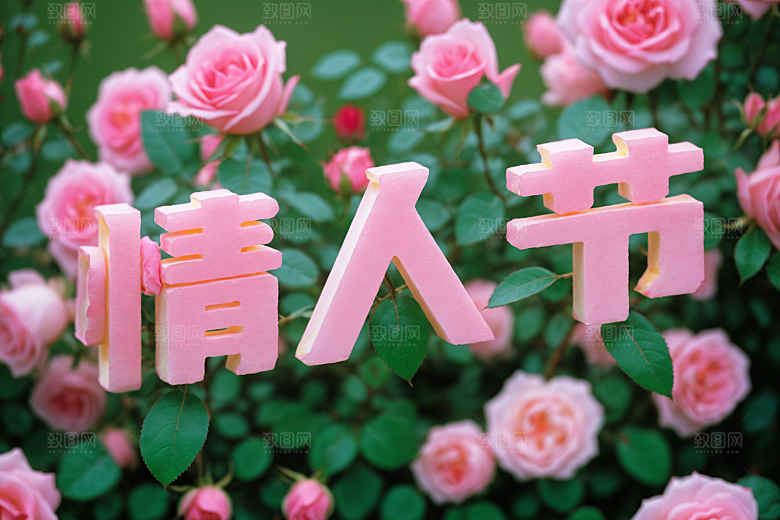 情人节词汇3D浪漫艺术字