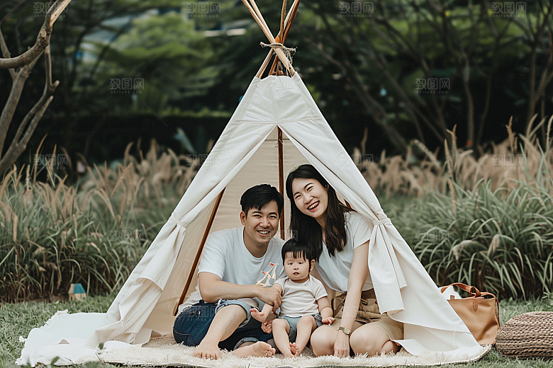 亲子露营踏青高清摄影图