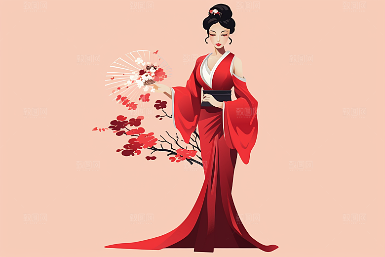 旗袍美女优雅艺术插画