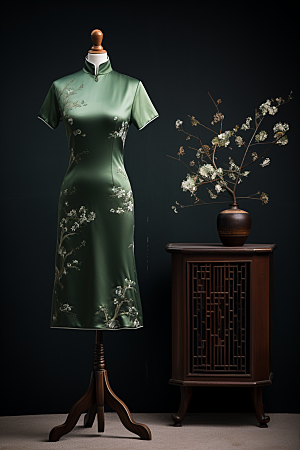 旗袍传统服饰高清摄影图
