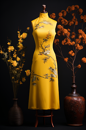 旗袍优雅传统服饰摄影图