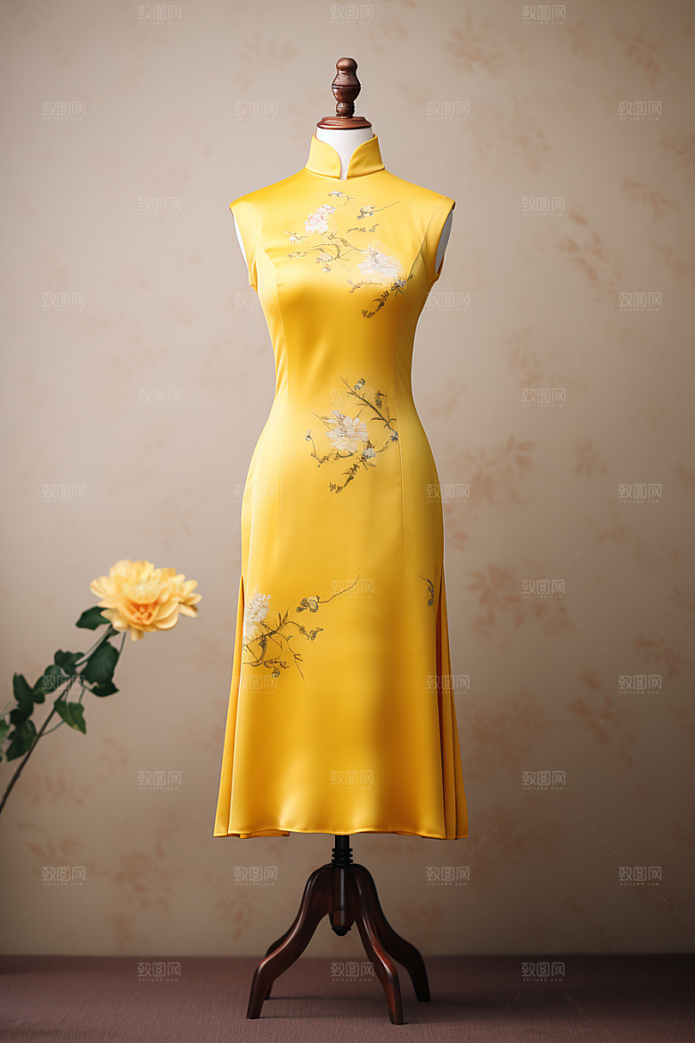 旗袍传统服饰高清摄影图