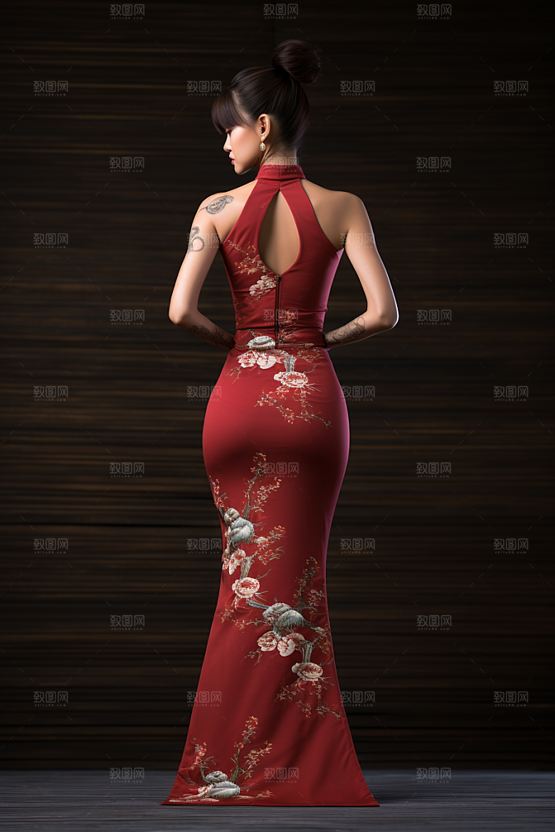 旗袍高清传统服饰摄影图