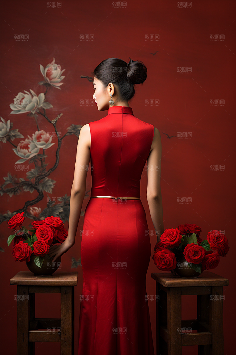 旗袍优雅新中式摄影图