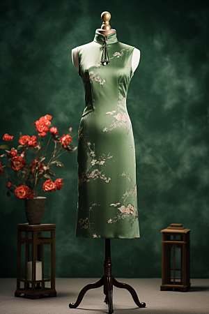 旗袍华贵新中式摄影图