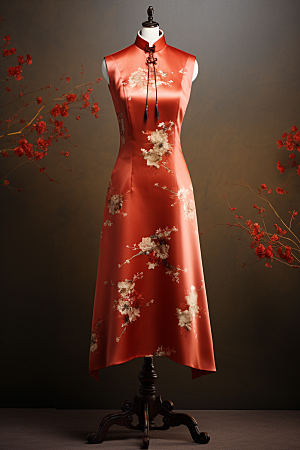 旗袍传统服饰华贵摄影图
