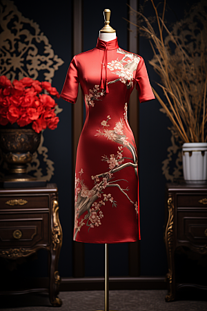 旗袍新中式传统服饰摄影图