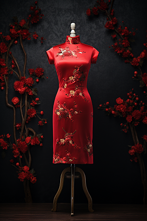 旗袍新中式优雅摄影图