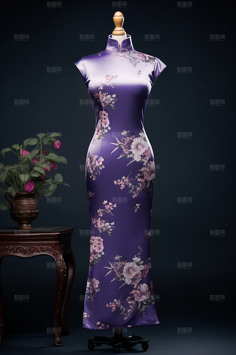 旗袍传统服饰高清摄影图
