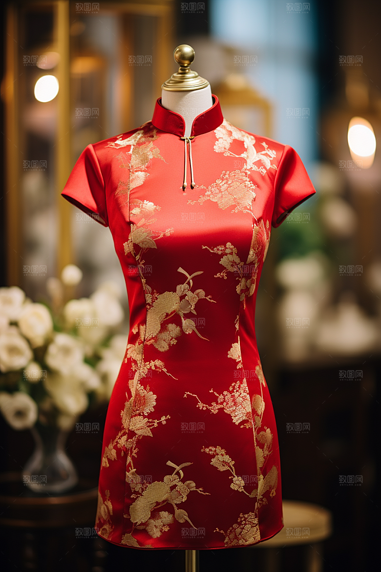 旗袍中国风优雅摄影图