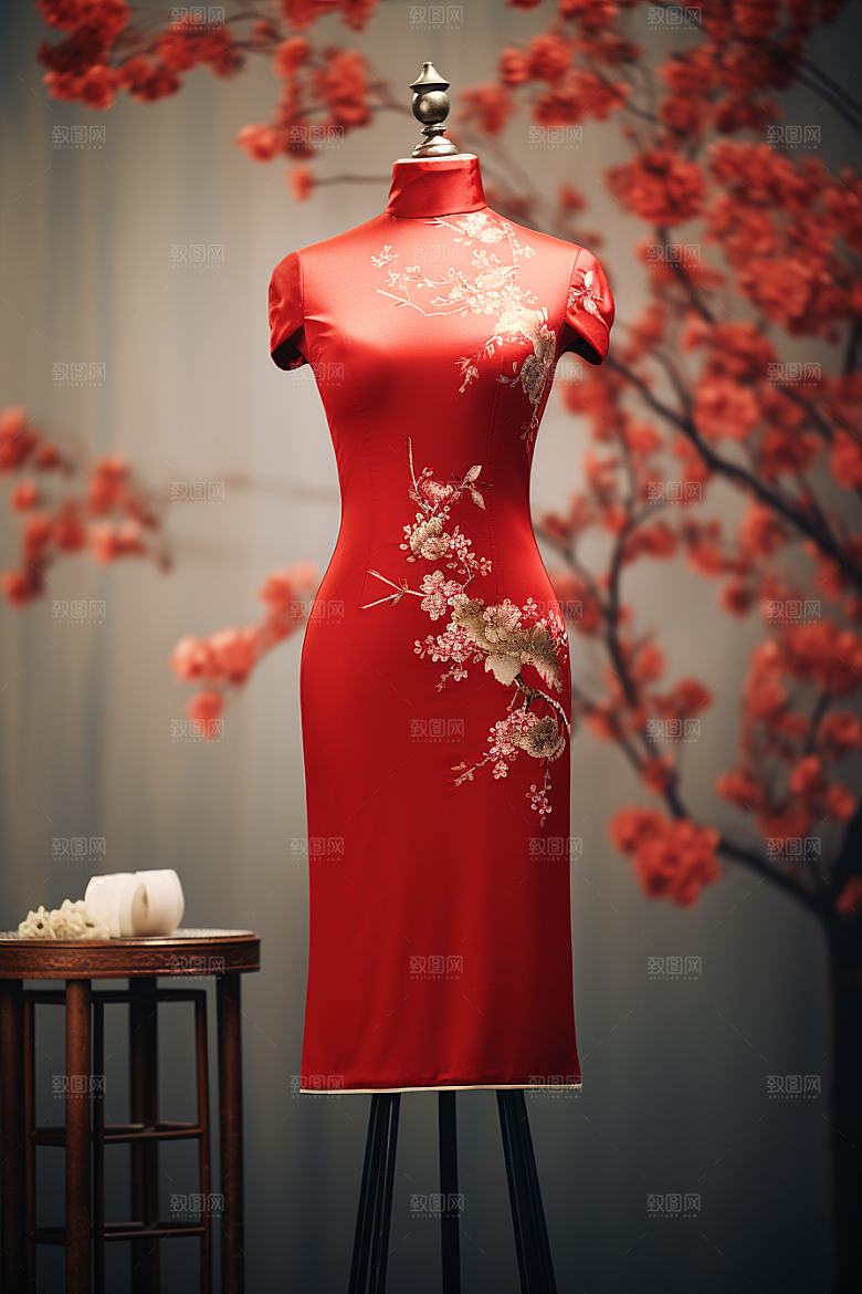 旗袍优雅高清摄影图