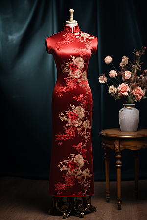 旗袍中国风华贵摄影图