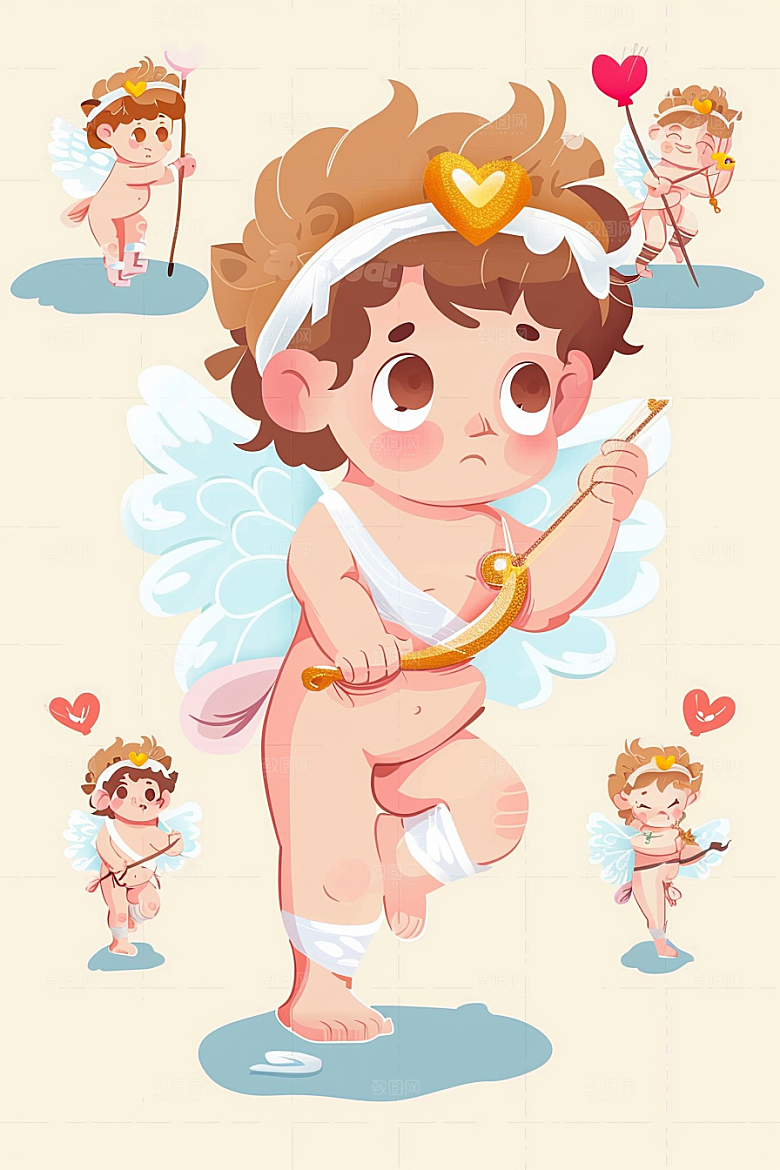 卡通丘比特西方爱神插画