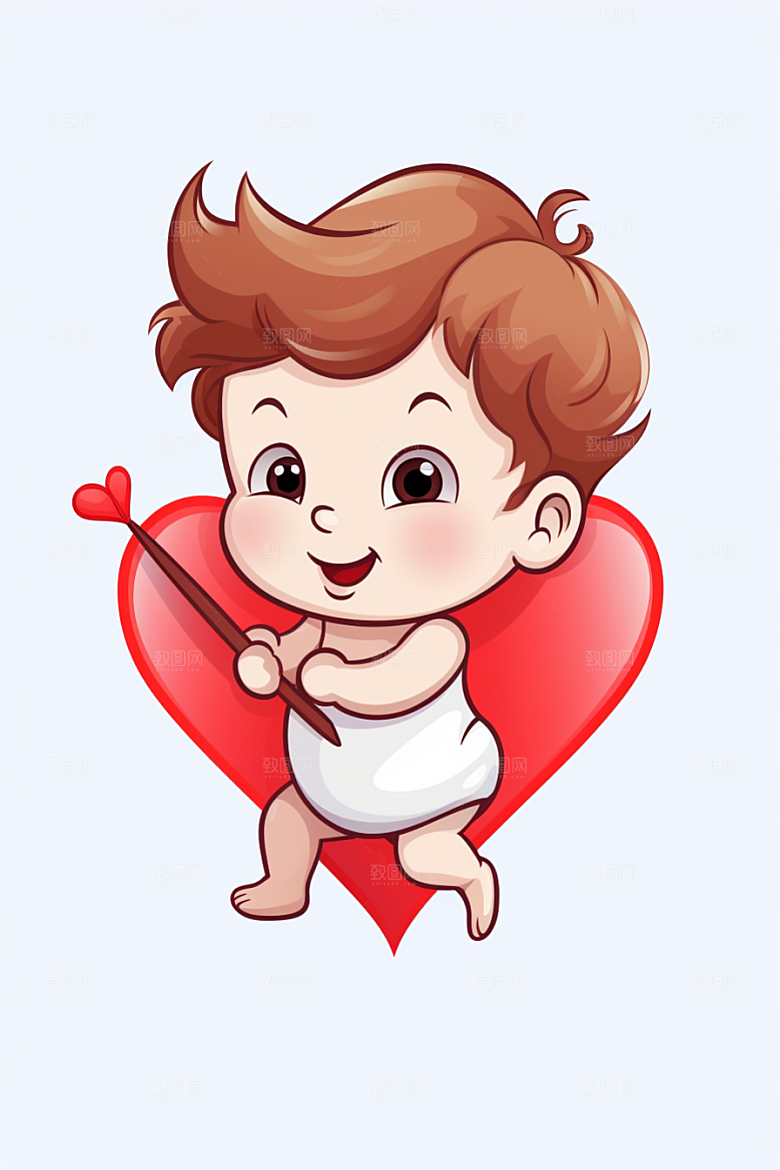 卡通丘比特爱情爱神插画