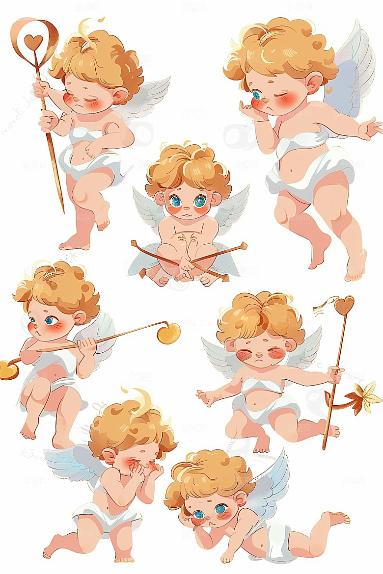 卡通丘比特可爱希腊神话插画