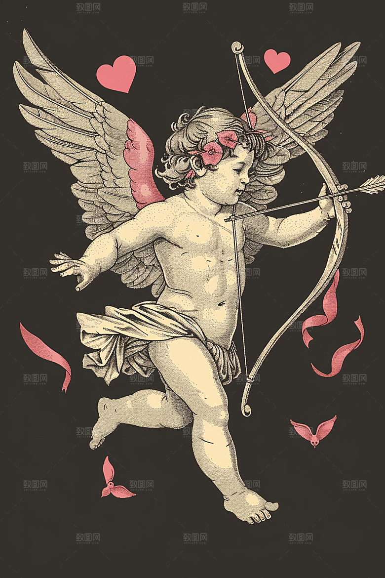 卡通丘比特爱神希腊神话插画