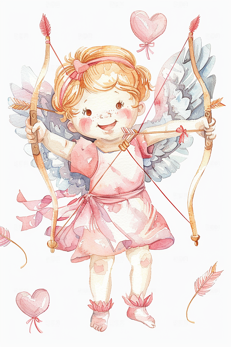 卡通丘比特西方浪漫插画