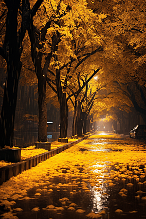 秋天落叶唯美枫树摄影图