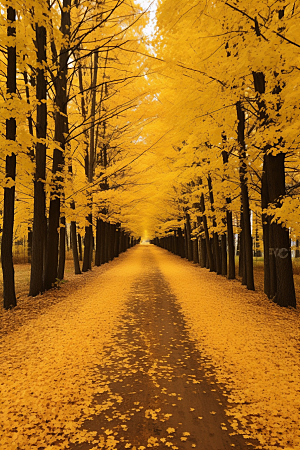秋天落叶枫树唯美摄影图