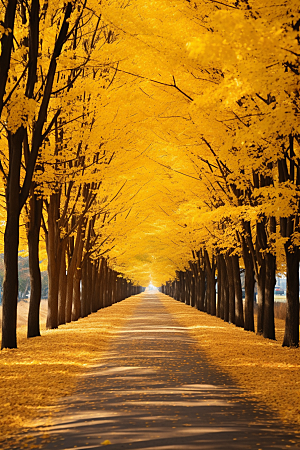 秋天落叶秋季金色摄影图
