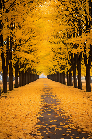 秋天落叶金色高清摄影图