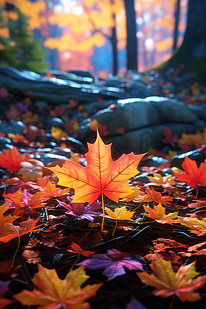 秋天落叶秋季高清摄影图