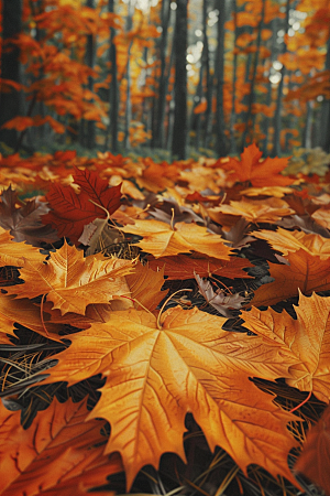 秋天落叶枫树秋季摄影图