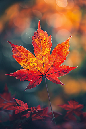 秋天落叶枫叶林秋季摄影图