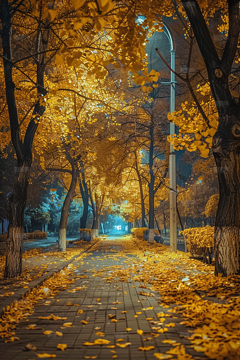 秋天落叶秋季秋日摄影图