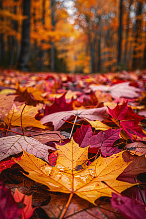 秋天树叶红叶秋日摄影图